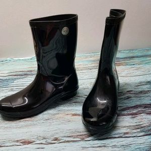 Ugg Sienna Rubber Boot Calf Black Patent